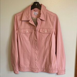 Denim&Co Pink Leather Jacket Classic Style